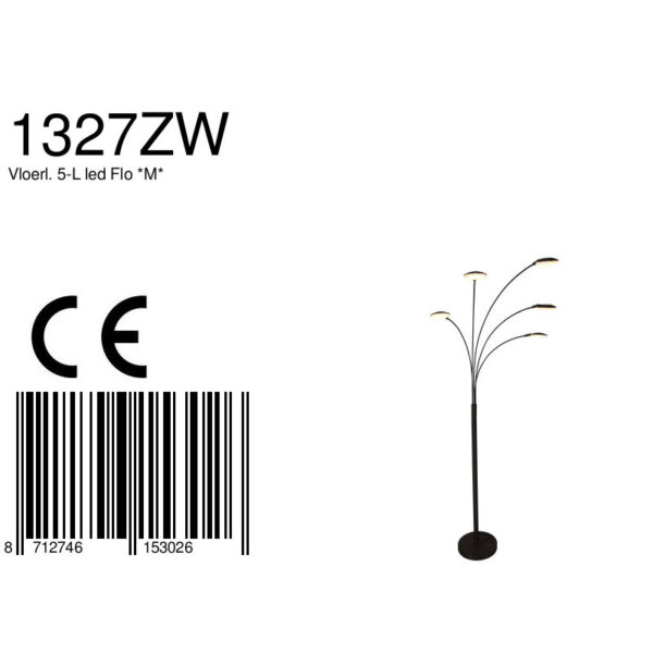 Moderne zwarte metalen vloerlamp Mexlite Synna - Image 7