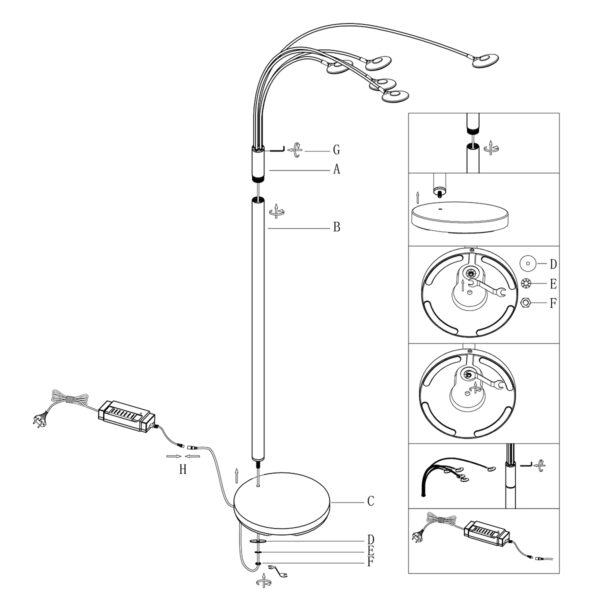 Moderne zwarte metalen vloerlamp Mexlite Synna - Image 8