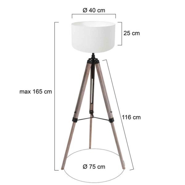 Zwarte driepoot vloerlamp linnen kap  Mexlite Triek - Image 5