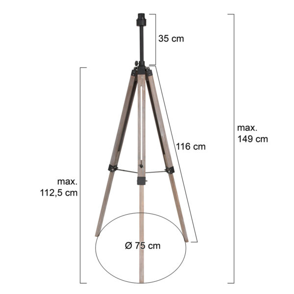 Vloerlamp driepoot naturel hout/zwart metaal Mexlite Triek - Image 5