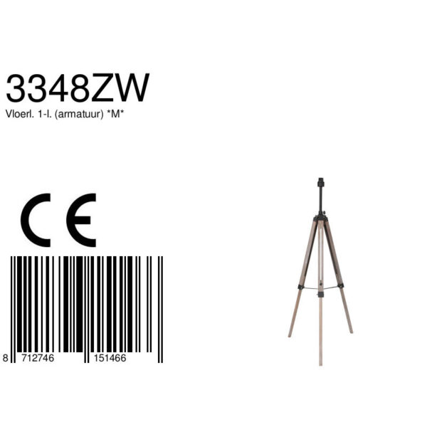 Vloerlamp driepoot naturel hout/zwart metaal Mexlite Triek - Image 6