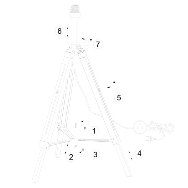 Vloerlamp driepoot naturel hout/zwart metaal Mexlite Triek - Image 7