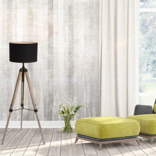 Driepoot vloerlamp zwart stoffen kap Mexlite Triek - Image 2