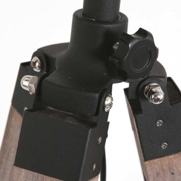 Zwarte vloerlamp hout kap gras  Mexlite Triek - Image 2