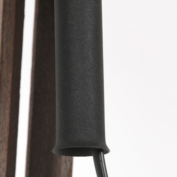 Zwarte vloerlamp hout kap gras  Mexlite Triek - Image 11