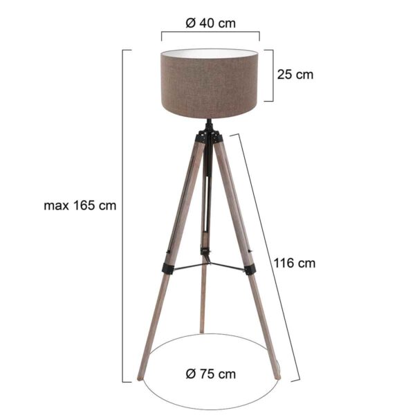 Vloerlamp hout zwart kap linnen  Mexlite Triek - Image 5