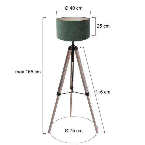 Zwarte vloerlamp hout velours kap Mexlite Triek - Image 5