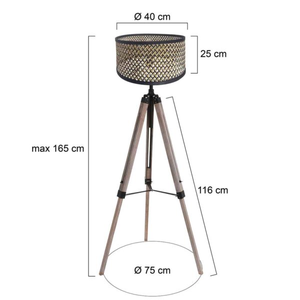 Houten vloerlamp zwart bamboe kap Mexlite Triek - Image 5