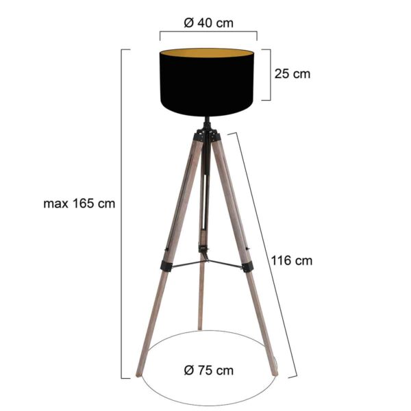 Retro zwart linnen vloerlamp Mexlite Triek - Image 5