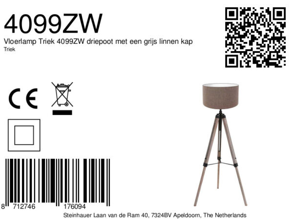Vloerlamp hout zwart kap linnen  Mexlite Triek - Image 6