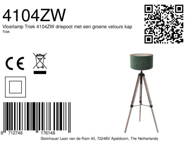 Zwarte vloerlamp hout velours kap Mexlite Triek - Image 6