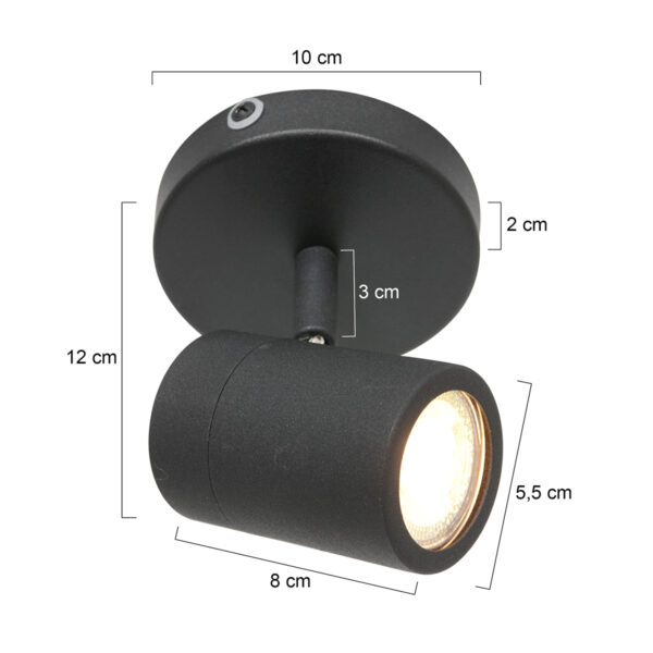 Moderne zwarte metalen spot Mexlite Upround led - Image 5