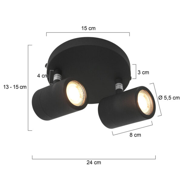 Moderne metalen zwarte spot Mexlite Upround led - Image 5