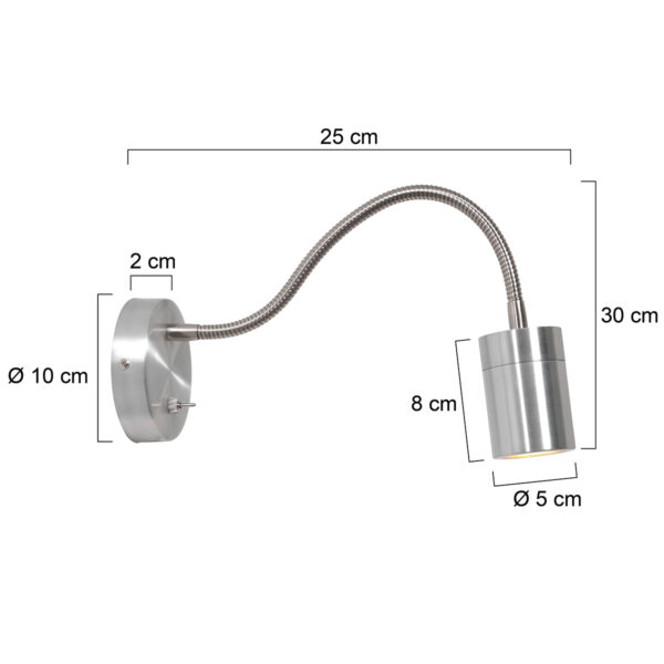 Moderne buigzame stalen wandlamp Mexlite Upround - Image 6
