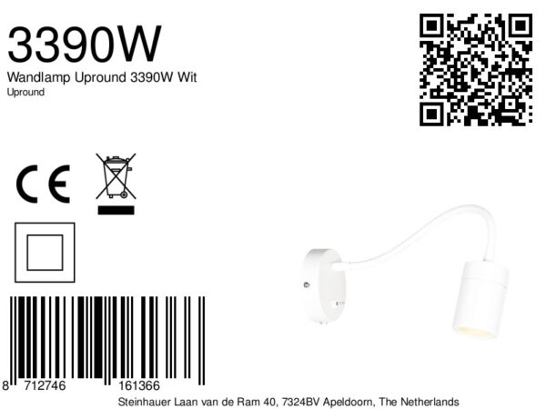 Metalen witte wandlamp flexibele arm Mexlite Upround - Image 7
