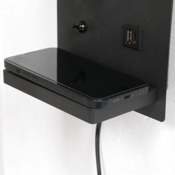 Moderne vierkante buigbare wandlamp zwart Mexlite Upround - Image 4