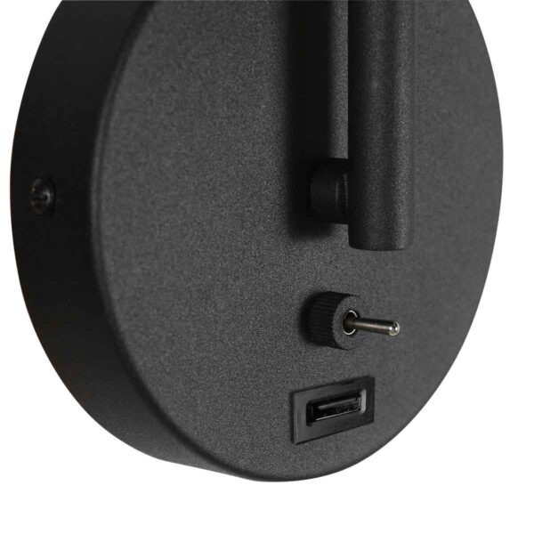 Trendy wandlamp zwart USB-aansluiting Mexlite Upround - Image 5