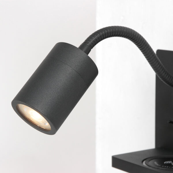 Moderne vierkante buigbare wandlamp zwart Mexlite Upround - Image 5