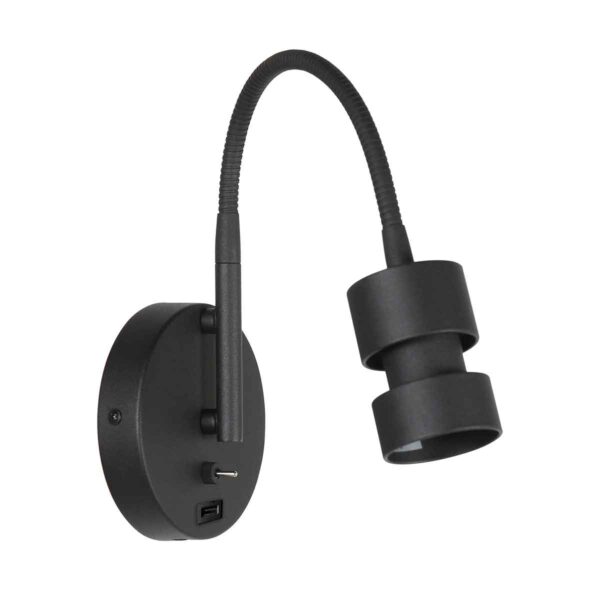 Trendy wandlamp zwart USB-aansluiting Mexlite Upround - Image 8