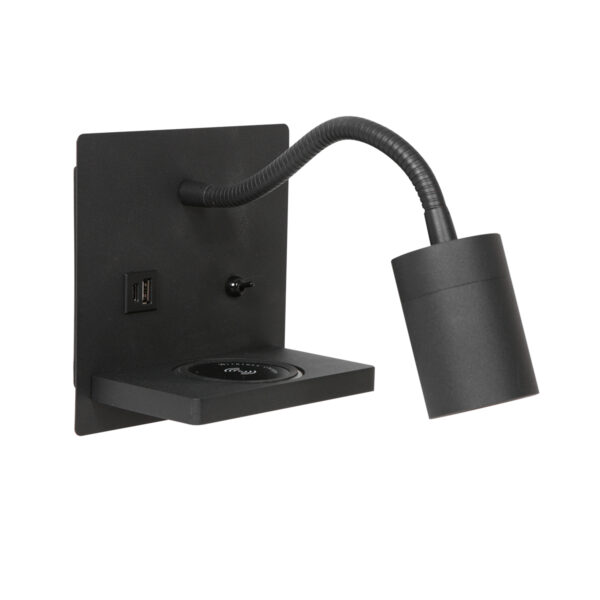 Moderne vierkante buigbare wandlamp zwart Mexlite Upround - Image 9