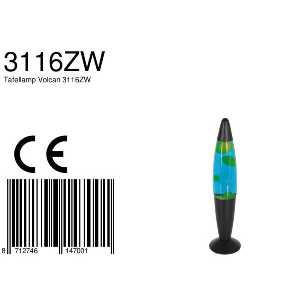 Zwarte lavalamp met gele lava Mexlite Volcan - Image 6