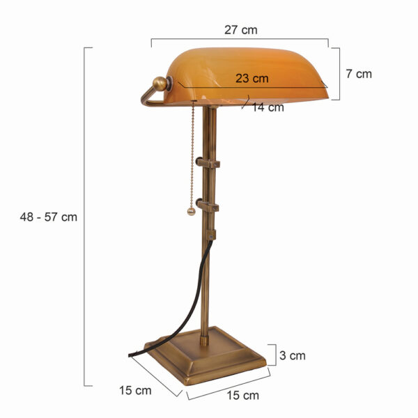 Steinhauer Ancilla notarislamp - 57 cm hoog - in hoogte verstelbaar - kantelbaar - E27 - brons - Image 6