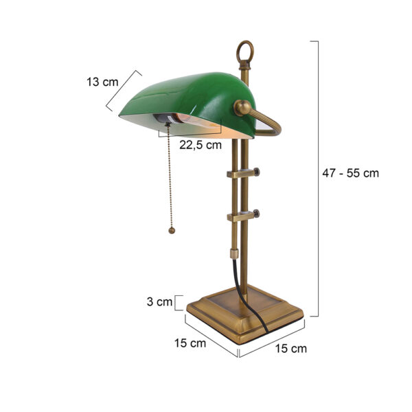 Steinhauer Ancilla bankierslamp - notarislamp - klassiek - 57 cm hoog - met trekkoord - brons - Image 6