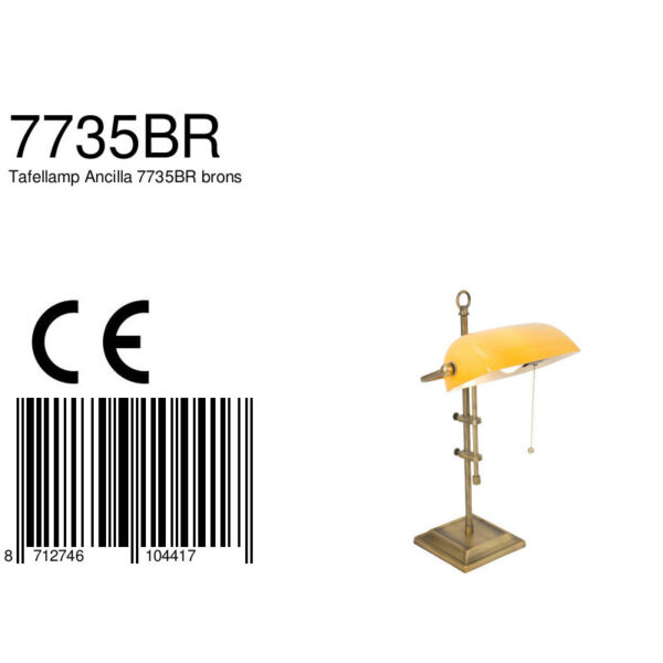 Steinhauer Ancilla notarislamp - 57 cm hoog - in hoogte verstelbaar - kantelbaar - E27 - brons - Image 7