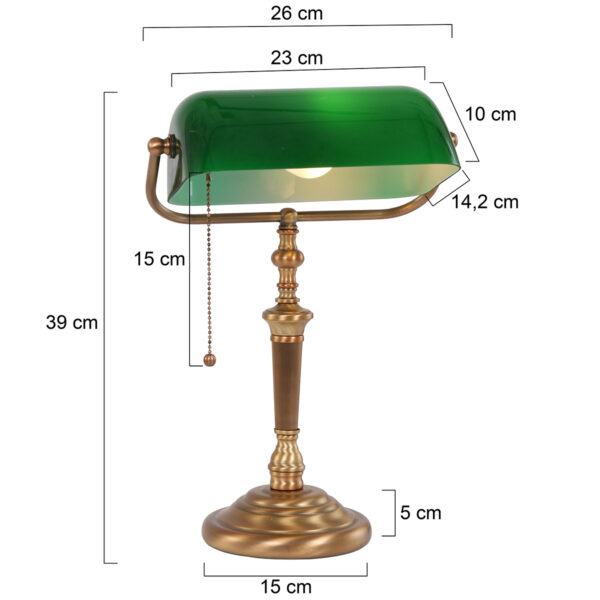 Steinhauer De Rio notarislamp - 39 cm hoog - kantelbaar - bankierslamp - brons en groen - Image 7