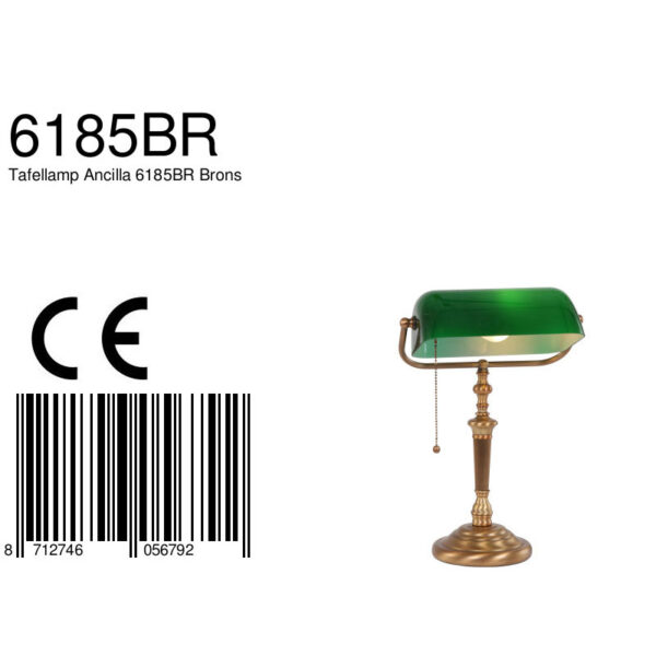 Steinhauer De Rio notarislamp - 39 cm hoog - kantelbaar - bankierslamp - brons en groen - Image 8