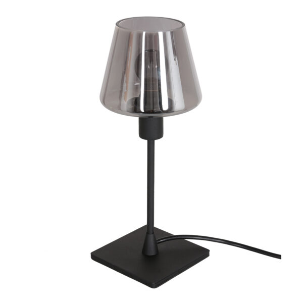 Steinhauer Ancilla tafellamp - rookglazen kap - 33 cm hoog - modern - E14 - zwart - Image 9