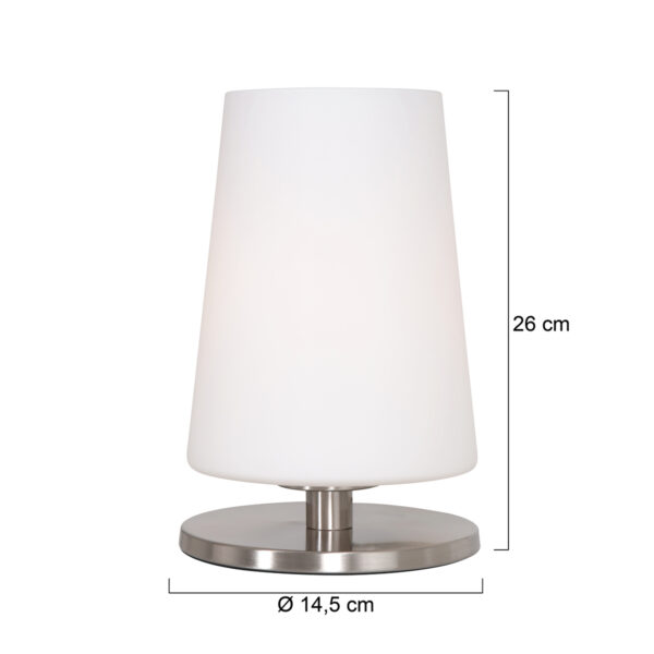 Steinhauer Ancilla tafellamp - melkglazen kap - 24 cm hoog - modern - E27 -zwart - Image 5