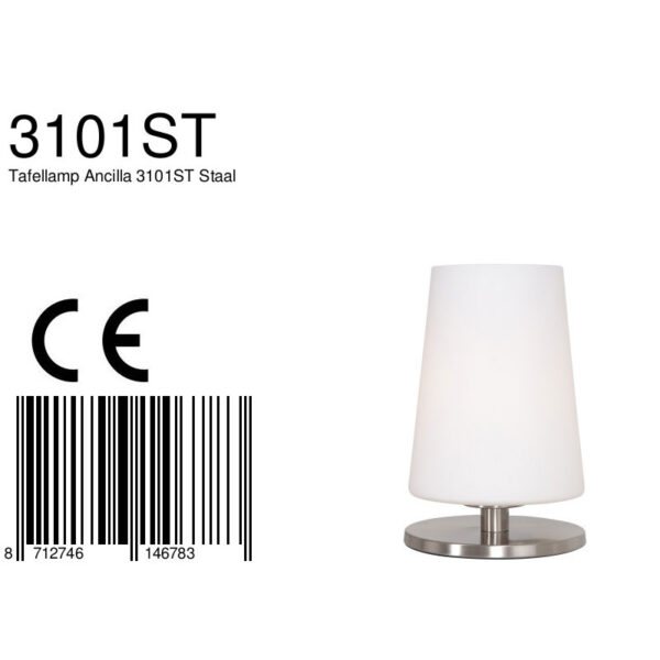 Steinhauer Ancilla tafellamp - melkglazen kap - 24 cm hoog - modern - E27 -zwart - Image 6