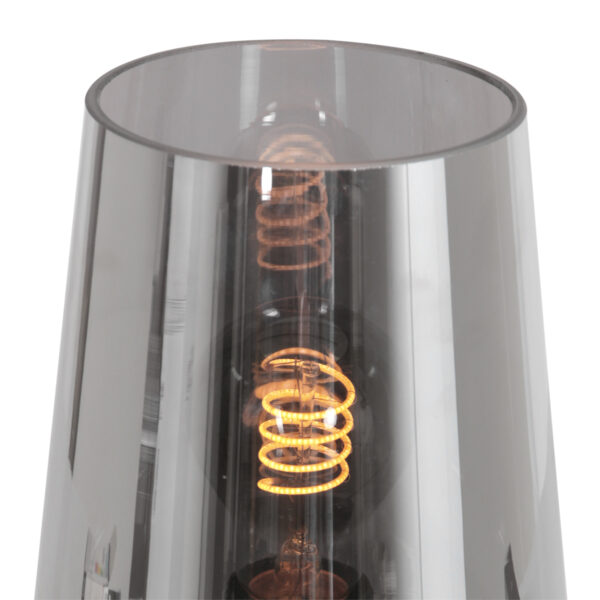 Steinhauer Ancilla tafellamp - rookglazen kap - 24 cm hoog - modern - E27 -zwart - Image 4