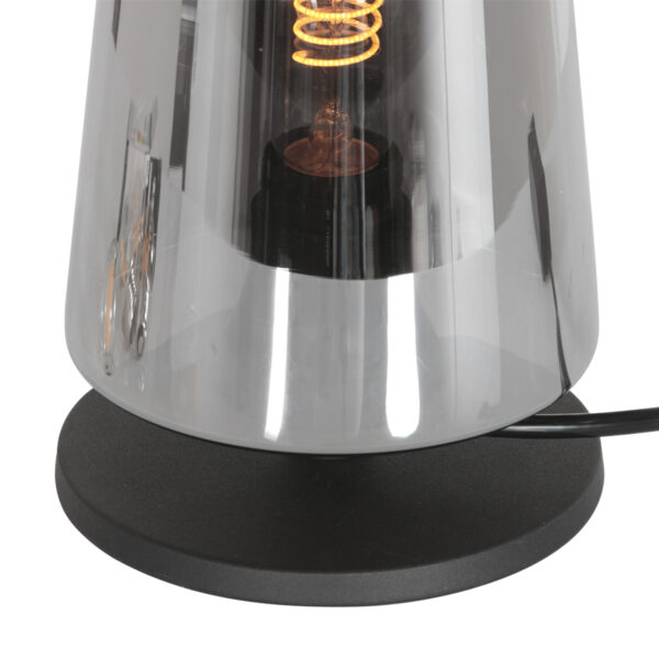 Steinhauer Ancilla tafellamp - rookglazen kap - 24 cm hoog - modern - E27 -zwart - Image 5