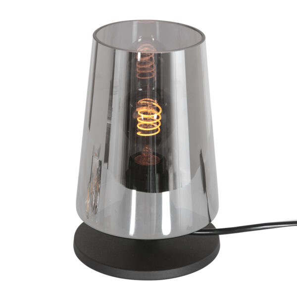 Steinhauer Ancilla tafellamp - rookglazen kap - 24 cm hoog - modern - E27 -zwart - Image 9