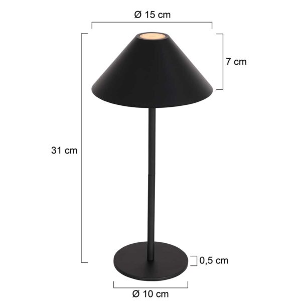 Steinhauer Ancilla tafellamp - voor buiten - dimbaar - 30 cm hoog- zwart - Image 6