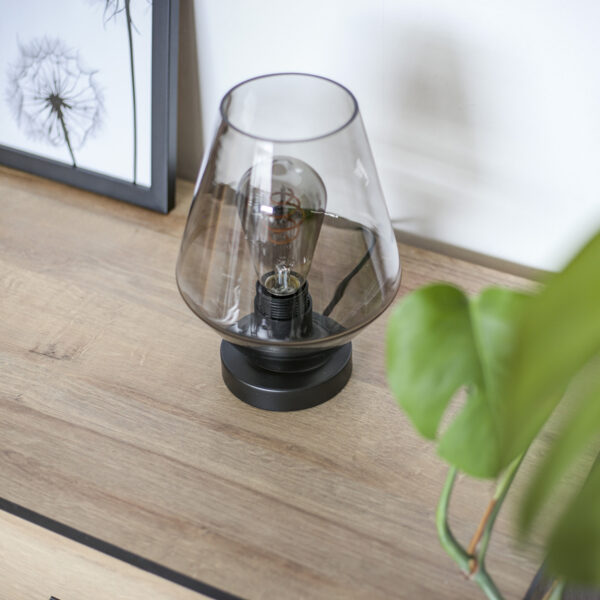 Steinhauer Ancilla tafellamp - rookglas - E25 - Ø17 cm - 24 cm hoog - zwart - Image 2