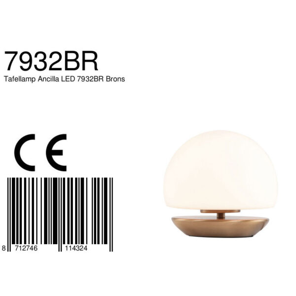 Steinhauer Ancilla tafellamp - 16,5 cm hoog - ingebouwd LED - touchdimmer - brons - Image 6