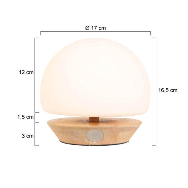 Steinhauer Ancilla tafellamp - 16,5 cm hoog - ingebouwd LED - touchdimmer - hout - Image 5