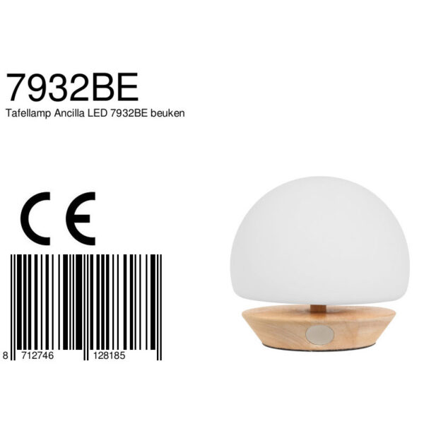Steinhauer Ancilla tafellamp - 16,5 cm hoog - ingebouwd LED - touchdimmer - hout - Image 6