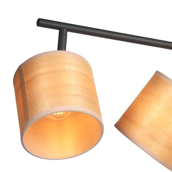 Vierlichts spot zwart kappen bamboe Mexlite Bambus - Image 3