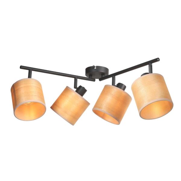 Vierlichts spot zwart kappen bamboe Mexlite Bambus - Image 7