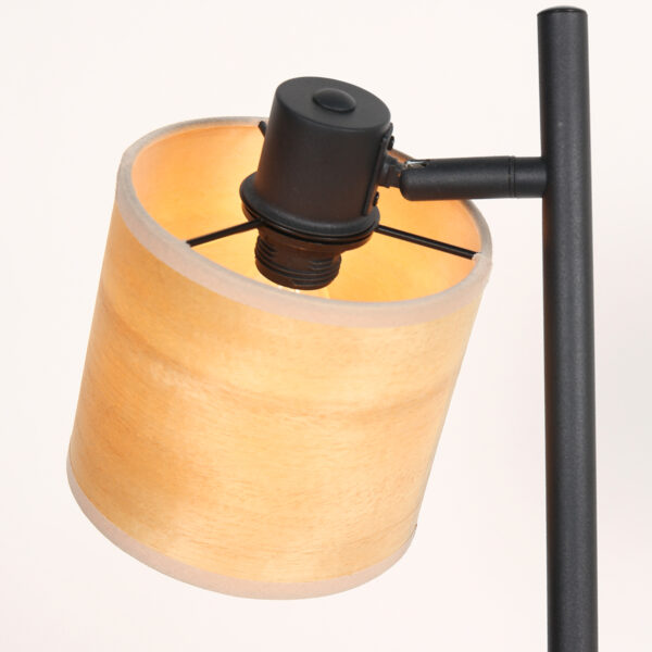 Tweelichts vloerlamp zwart kappen bamboe Mexlite Bambus - Image 11
