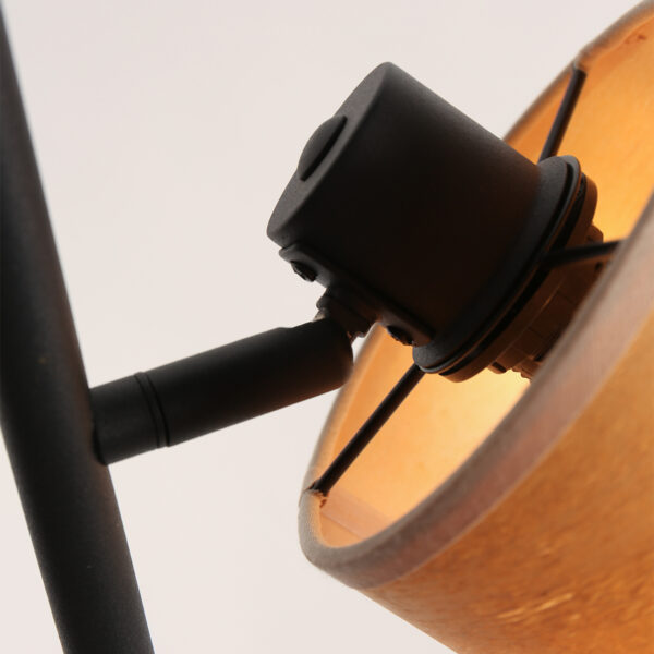 Tweelichts vloerlamp zwart kappen bamboe Mexlite Bambus - Image 12