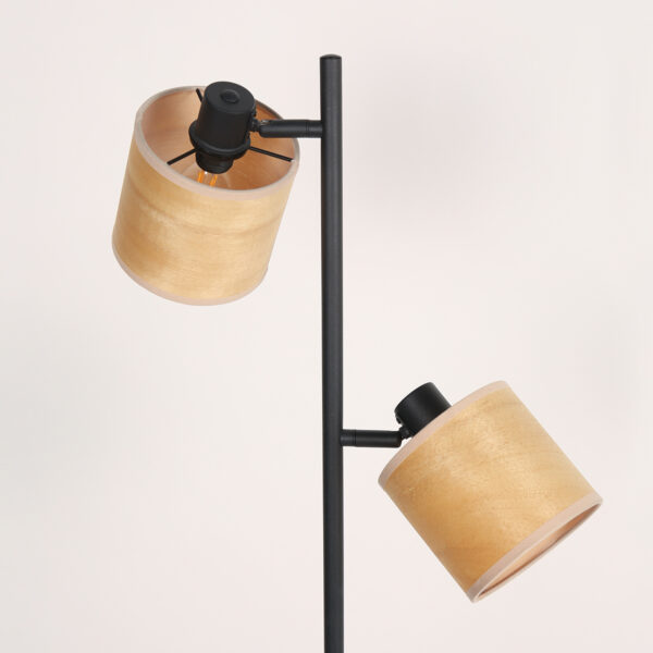 Tweelichts vloerlamp zwart kappen bamboe Mexlite Bambus - Image 4