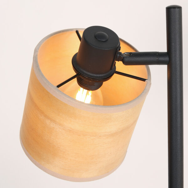 Tweelichts vloerlamp zwart kappen bamboe Mexlite Bambus - Image 5