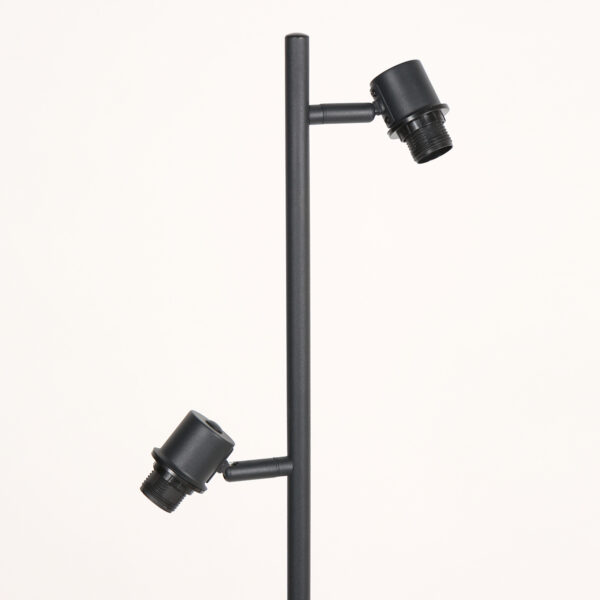Tweelichts vloerlamp zwart kappen bamboe Mexlite Bambus - Image 6