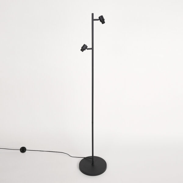 Tweelichts vloerlamp zwart kappen bamboe Mexlite Bambus - Image 9