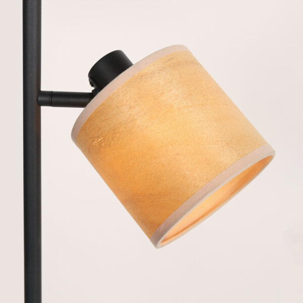 Tweelichts vloerlamp zwart kappen bamboe Mexlite Bambus - Image 10